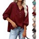 thumbnail image 1 of Camisa De Jersey Con Cordón, Sudadera Con Cuello En V Transpirable Botón De Poliéster De Moda Para Mujeres Para El Trabajo De La Vida Diaria ANGGREK No, 1 of 5