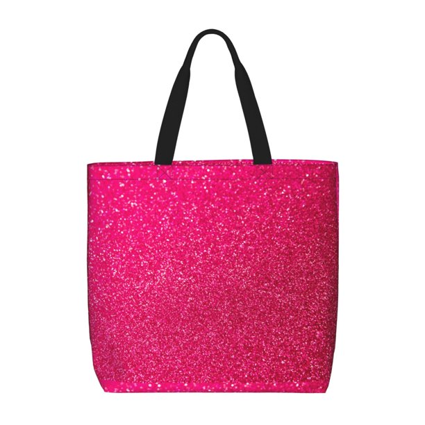 Fotbe Rose Red Glitter Bolsa Tote con Estampado para Mujer, Bolsos con Cremallera, Bolsa de Hombro Casual de Gran Capacidad con Bolsillos Internos