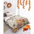 thumbnail image 4 of Thanksgiving Flannel Blanket for Bed,Travel and Camping, Pumpkin Leaves Watercolor Vintage Linen Texture Super Soft Cozy Blanket for All Seasons 30"x40", 4 of 6