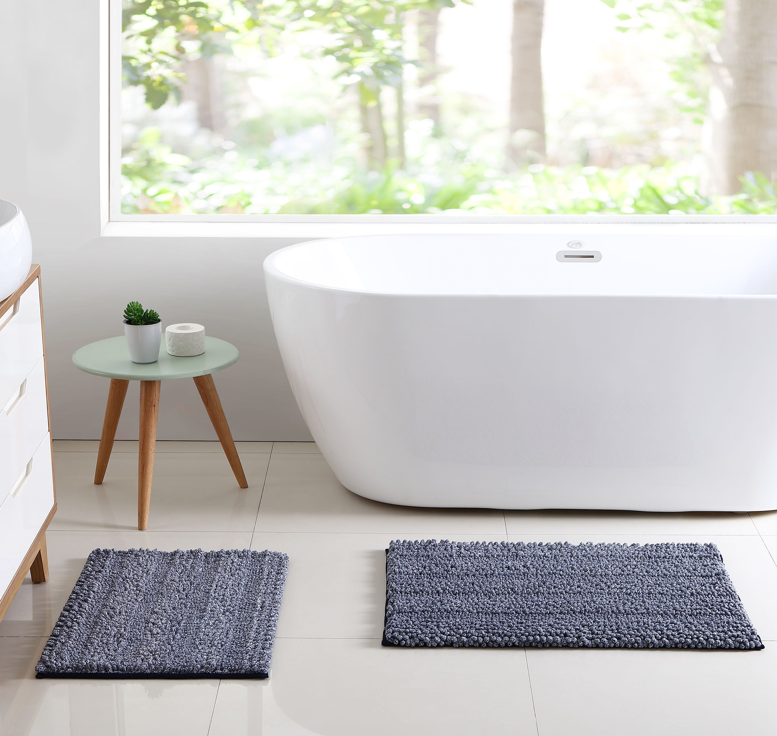 Better Homes and Gardens 2 Piece Heather Noodle Bath Rug Set, Navy