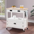 thumbnail image 3 of Radford Engineered Wood  Kitchen Cart with Wood Top and White Base, 3 of 11