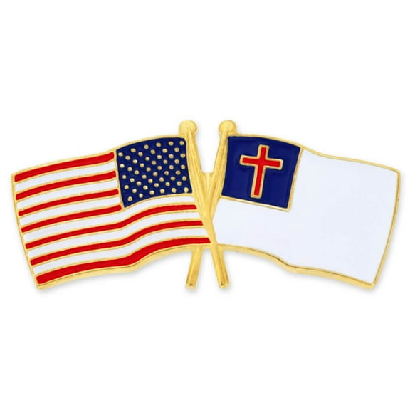 PinMart's USA and Christian Crossed Friendship Flag Enamel Lapel Pin
