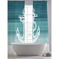 thumbnail image 6 of Nautical Anchor Teal Green Semi Sheer Curtains 108 Inch Length 2 Panels Set, Coastal Ocean Ombre Striped Sheer Kitchen Curtain Privacy Voile Window Curtain for Living Room Bedroom Rod Pocket Drapes, 6 of 7