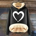 thumbnail image 5 of Yeaiivve Winter Hoodies for Women Winter Warm Fleece Sherpa Lined Hooded Sweatshirt Long Sleeve Thicken Thermal Pullover Tops Black L, 5 of 6
