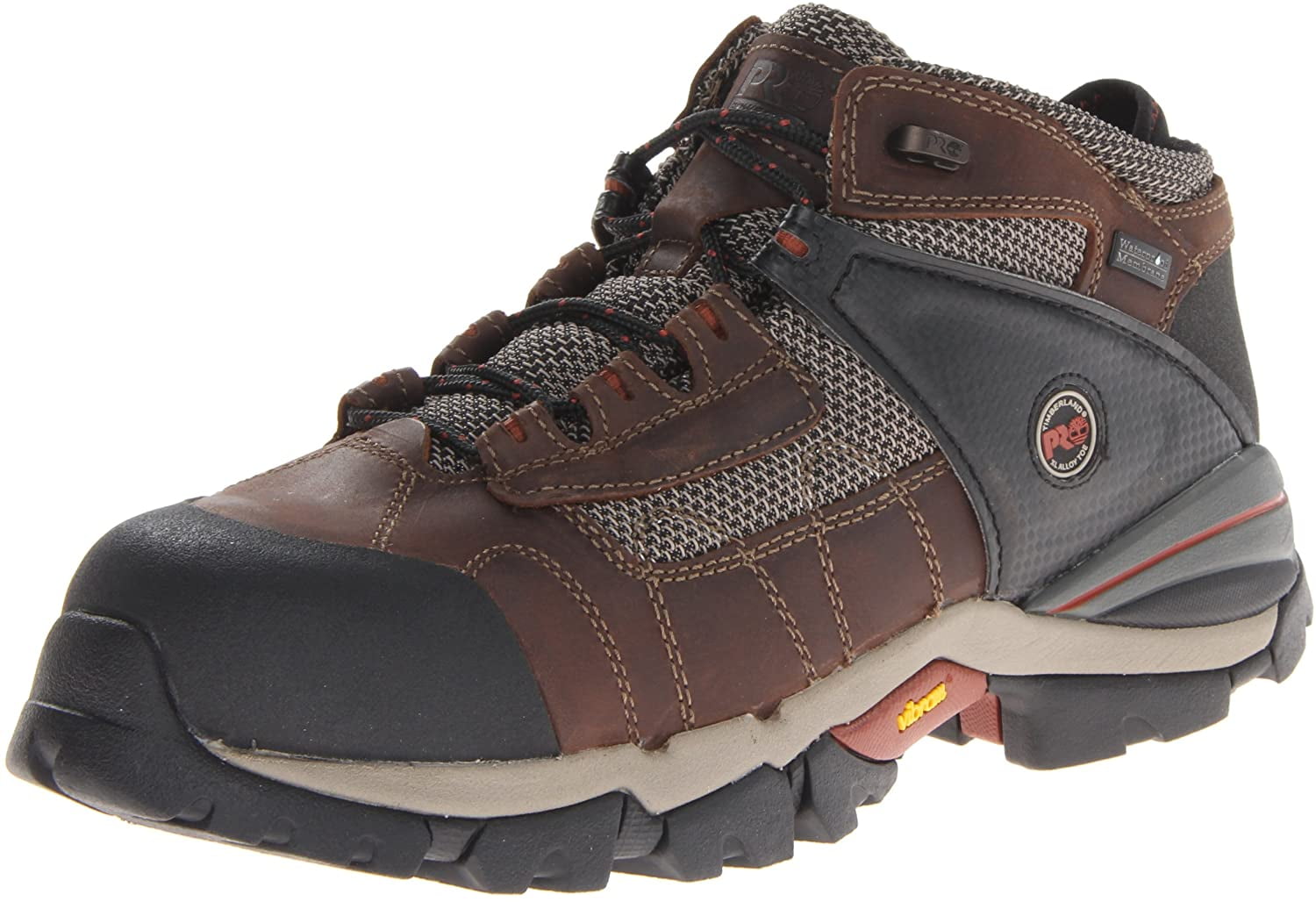 Timberland PRO Men's Hyperion 4 Inch Alloy Toe Work Boot,Brown Distressed Leather/Fabric,14 W US