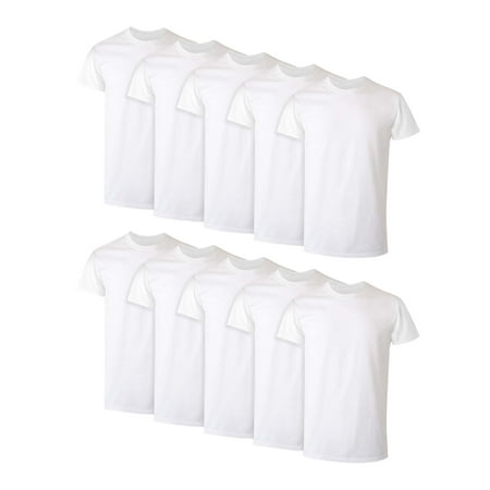 Hanes Men's Super Value Pack White Crew T-Shirt Undershirts, 10 Pack
