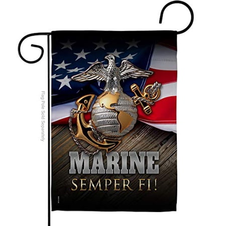 Marine Semper Fi Garden Flag - Armed Forces USMC United State American Military Veteran Retire Official - House Decoration Banner Small Yard Gift Double-Sided Made In USA 13 X 18.5