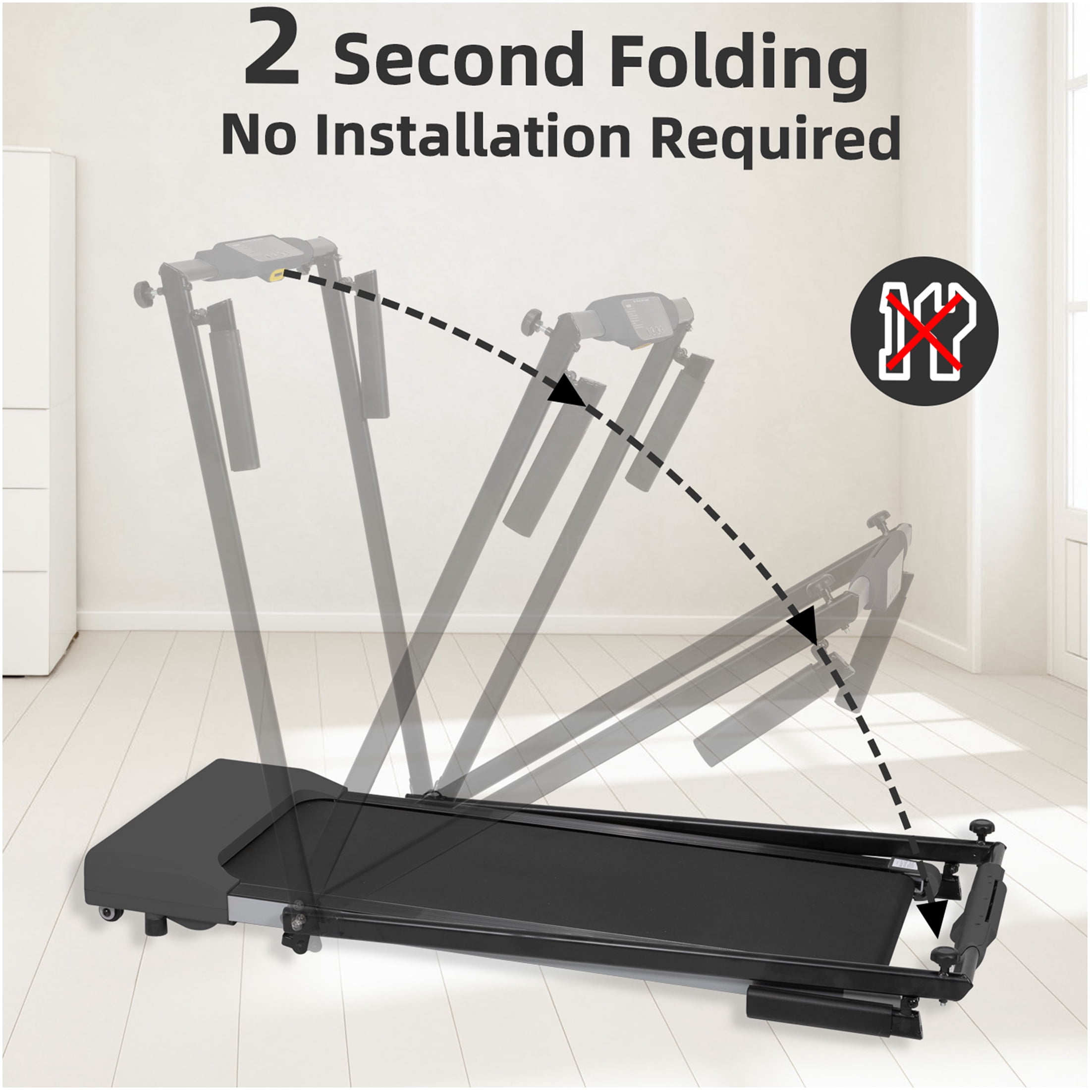 JERFIT Electric Treadmill for Home, 2.5HP Folding Treadmill with LED Display, 7.5MPH, 265LBS Capacity, Space Saving Design for Walking Jogging Running