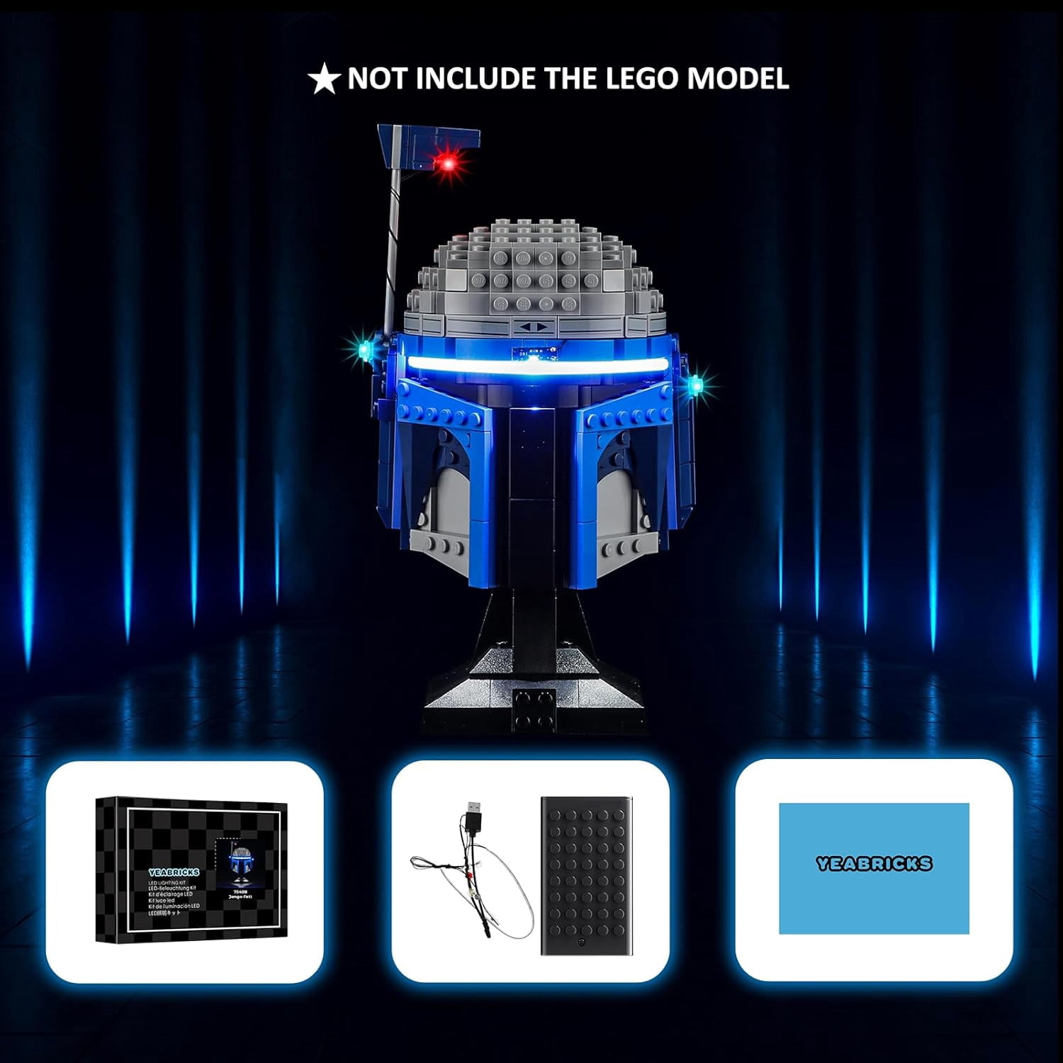 LED Light for Lego-75408 Jango Fett Helmet Building Blocks Model (Building Set NOT Included)