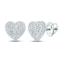 10K White Gold Round Diamond 3D Love Heart Earrings 10mm Statement Stud 1/2 CT.