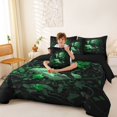 thumbnail image 4 of Homewish Spooky Halloween Skull 7 Pieces Full Size Bedding Sets,Green Rose Floral Full Size Bed in a Bag,Black Reversible, 4 of 8