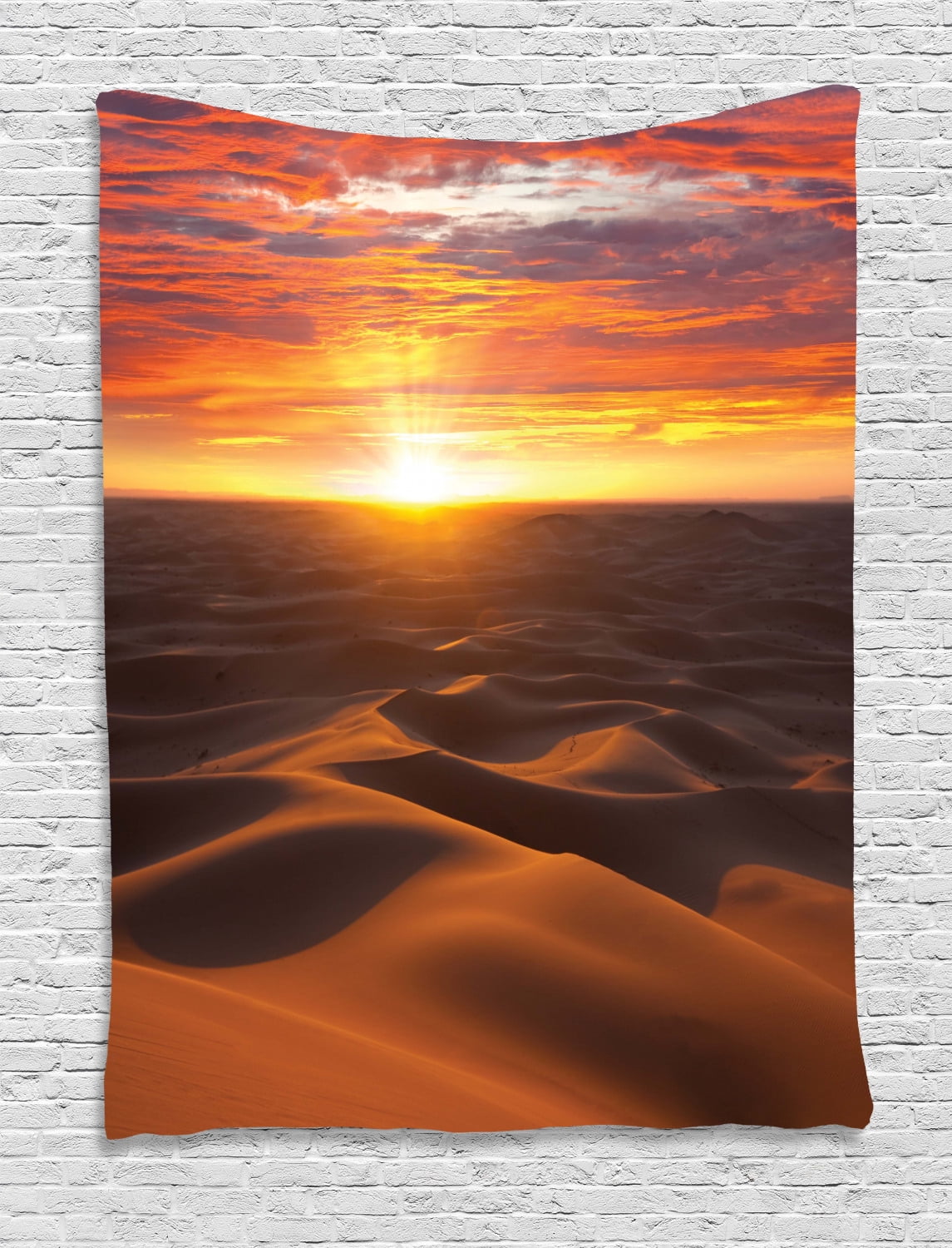 Desert Tapestry, Dramatic Sunset Scenery at Sahara Dunes Arid Landscape