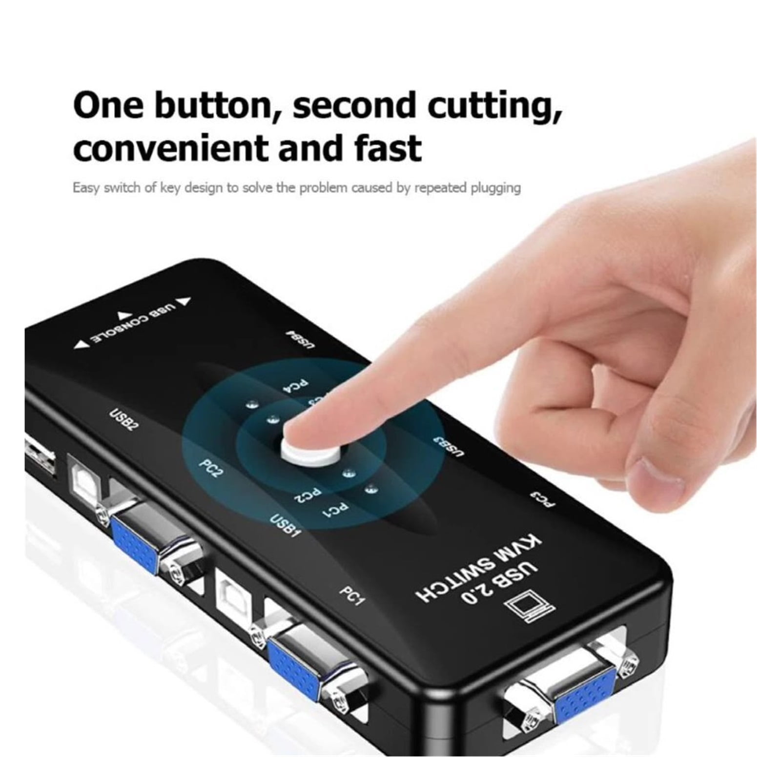 USB 2.0 KVM Switch 4 Port VGA Splitter Printer Mouse Keyboard Pendrive Share Switcher 1920*1440 VGA Switch Box Adapter ,Effortless Switching
