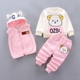 thumbnail image 3 of Owordtank Newborn Boys and Girls' 3 Flannel Set Cartoon Pattern Pullover Sweatshirt Hooded Zipper Cute Clothes for Girls 1-5T, 3 of 8