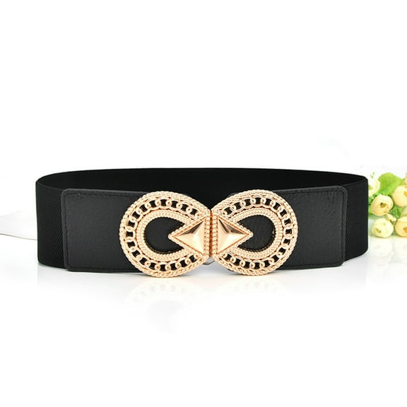 IDALL Womens Belt Western Belts Women Stretchy Belt For Dresses Vintage Elastic Wide Waist Belt Wide Belts Clearance Black One Size