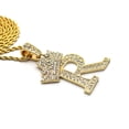 thumbnail image 4 of Stone Stud Allover Tilted Crown Initial R Pendant w/ 2mm 24" Rope Chain Necklace, Gold-Tone, 4 of 4