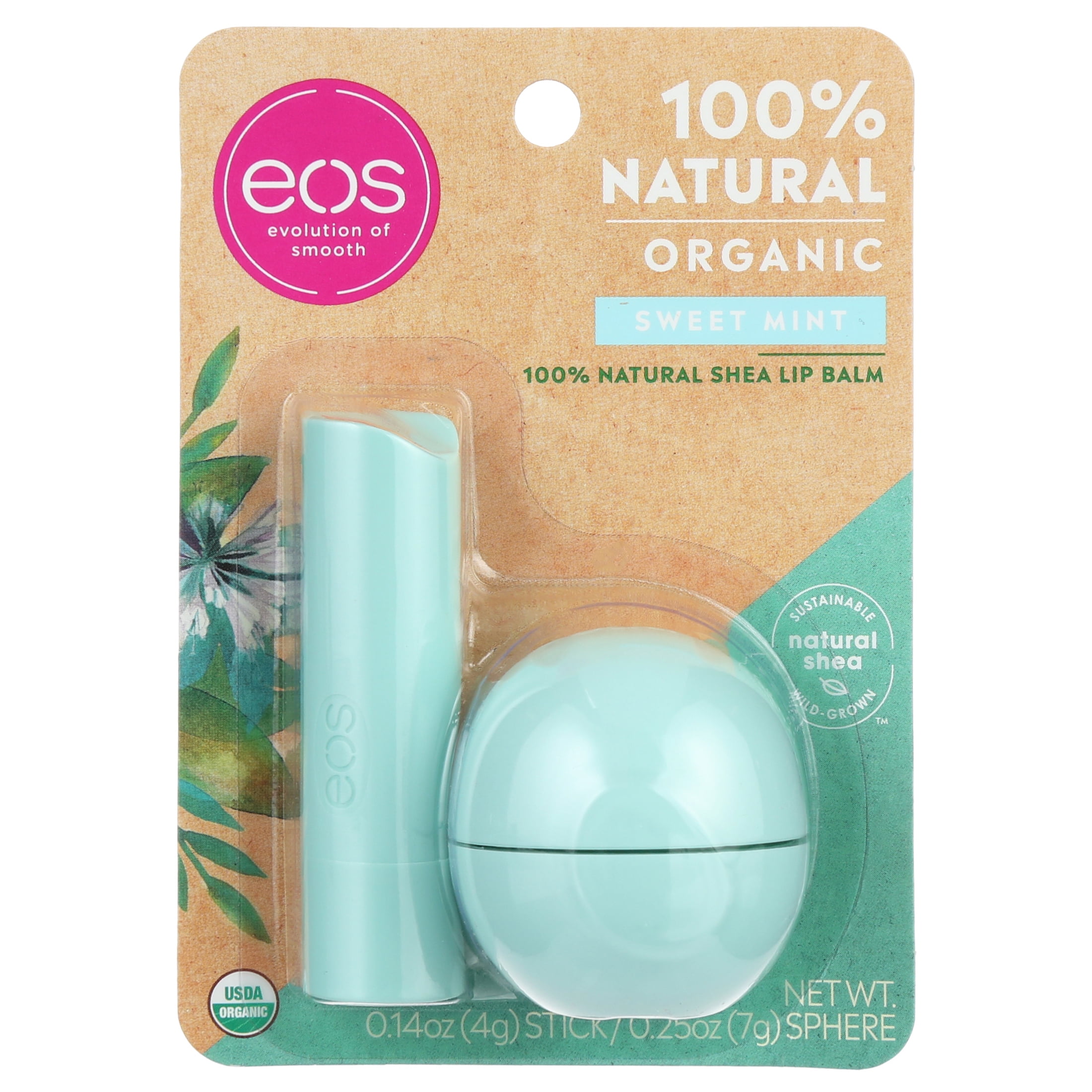 eos 100% Natural & Organic Lip Balm Stick & Sphere - Sweet Mint | 0.39 oz