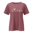 thumbnail image 6 of Icvfdpl Women'S Tropical Coconut Tree Graphic T Shirt Casual Round Neck Heart Shaped Beach Holiday Print Tee Stylish Female Daily Wear, 6 of 7