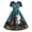 Blue, variant on TAIAOJING Women Hallowmas Lace Round Neck Short Sleeve Printed Large Swing Dress