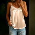 thumbnail image 4 of Womens Satin Silk Camisole Lace V Neck Tank Top Adjustable Spaghetti Strap Sleeveless Dressy Summer Inner Layering Elegant Satin Blouses Tops, 4 of 6