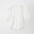 thumbnail image 3 of Mwjwdo Newborn Baby Girl Boy Clothes Cotton Linen Romper Ruffle Sleeve Onesie Solid Color Jumpsuit Bodysuit, 3 of 8