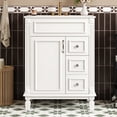 thumbnail image 3 of 24" Elegant French Compact Freestanding Cabinet, Bathroom Storage Unit with Adjustable Shelf, Modern Small Bathroom Vanity with Ceramic Sink for Bathroom, White, 3 of 9