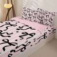 thumbnail image 3 of Manfei Black Bow Heart Zipper Full Size Comforter Sets with Fitted Sheet and 2 Pillowcases For Girl,Coquette Ribbon Bowknot Zipper Bedding Set For Kids,Colorful Stars Reversible,4 Pieces, 3 of 7