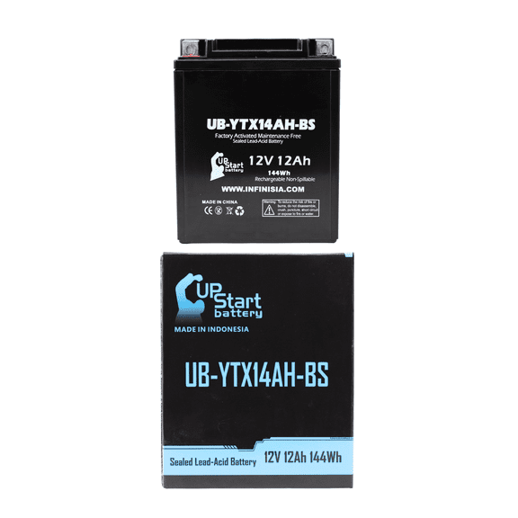 UB-YTX14AH-BS Battery Replacement for 1988 Yamaha YFM35ER Moto 4 350 CC ATV - Factory Activated, Maintenance Free, Motorcycle Battery - 12V, 12AH, UpStart Battery Brand