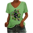 thumbnail image 3 of JURANMO Women's St. Patrick's Day Shirts Casual Cotton Comfy U Neck Lucky Clover Graphic Tee Tops 2025 Summer Short Sleeve Irish Shirt Green L Sales Today Clearance Prime Only, 3 of 5