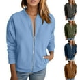 thumbnail image 5 of Fiaer Women's Jackets Plus Size Full Zip up Sweatshirts Long Sleeve Loose Fit Casual Solid Warm Tops with Pocket BU1 M, 5 of 5