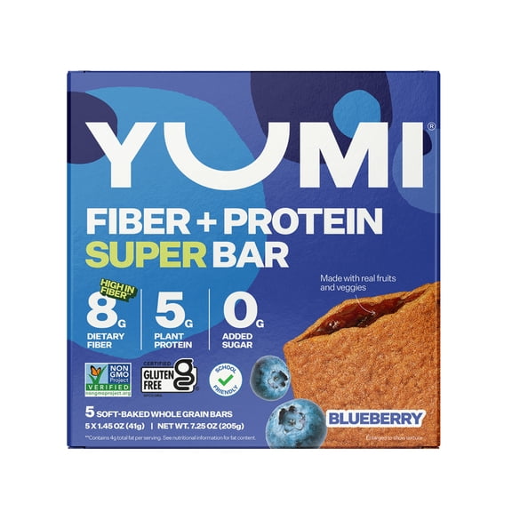 YUMI Fiber   Protein Soft-Baked Super Bars Blueberry- 7.2oz/5ct