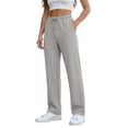 thumbnail image 2 of Lumosvexa Women's Drawstring Pants, Elastic Waist Side Pockets Straight Leg Fall Active Casual Pants Gray 3XL, 2 of 7