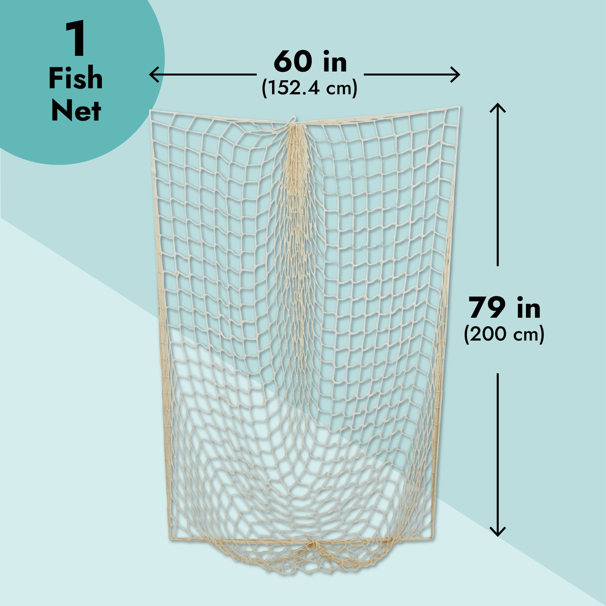Natural Fish Net Decoration Wall Hanging Cotton Fishnet Decor for  Underwater Hawaiian, Nautical Ocean Theme Beach Bash Party Decoration 