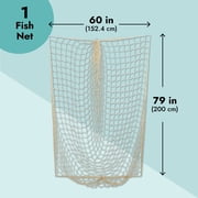 Natural Fishing Net Decorations, Nautical Wall Decor for Birthday Party, Baby Shower, Pirate Party, Hawaiian Luau, Ocean-Theme Events (79x60 in.)
