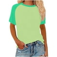thumbnail image 6 of Fanxing Green Color Block T Shirts for Women M Plus Size Short Sleeve Tees ( Women's Plus S-5XL), 6 of 6