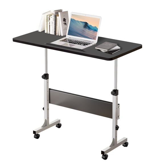 HDHNBA Height Adjustable Rolling Portable Standing Laptop Desk with Wheels, Black
