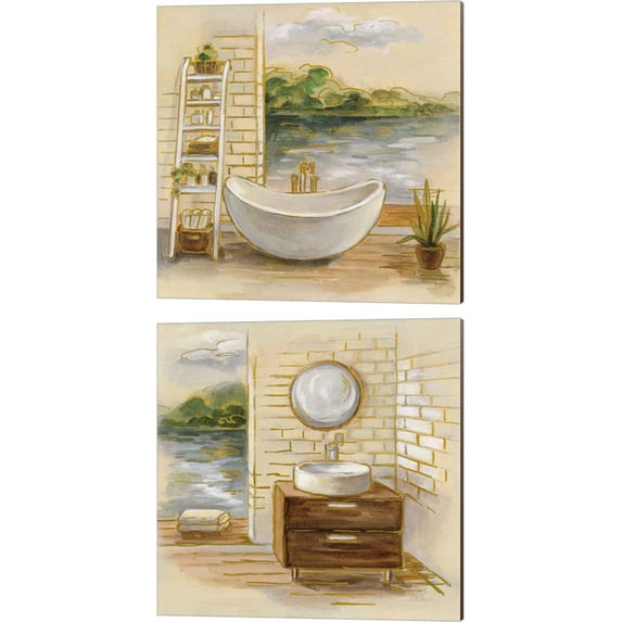 Great Art Now Spa by the Lake by Silvia Vassileva 2 Piece Canvas Art Set Each 14W x 14H