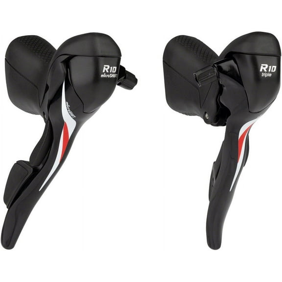 microSHIFT R10 Drop Bar Shift Lever Set - 3 x 10-Speed, Shimano Compatible, Black