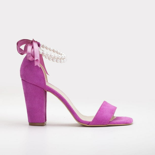 Melissa - Sandalias de ante fucsia con perlas fucsia 25 CM