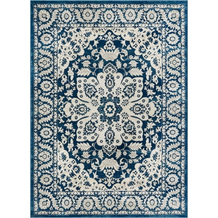 Hughes Antique - Well Woven Hughes Achilles Traditional Oriental Antique Look Medallion Blue 7'10