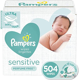 Baby Wipes, Pampers Sensitive Water Based Baby Diaper Wipes, Hypoallergenic and Unscented, 7 Pop-Top Packs, 504 Count Total Wipes