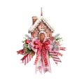 thumbnail image 2 of PONPRNGY Merry Christmas Gingerbread House Front Door Sign, Xmas Holiday Wood Door Hanger Porch Decor, Winter Farmhouse Rustic Wooden Wreath with Bow Indoor Wall Hanging Decoration, 2 of 6