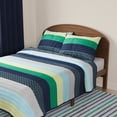 thumbnail image 3 of Mainstays Kids Reversible Green Stripe Stitch Quilt Set, Full/Queen, 3-Piece, 3 of 9