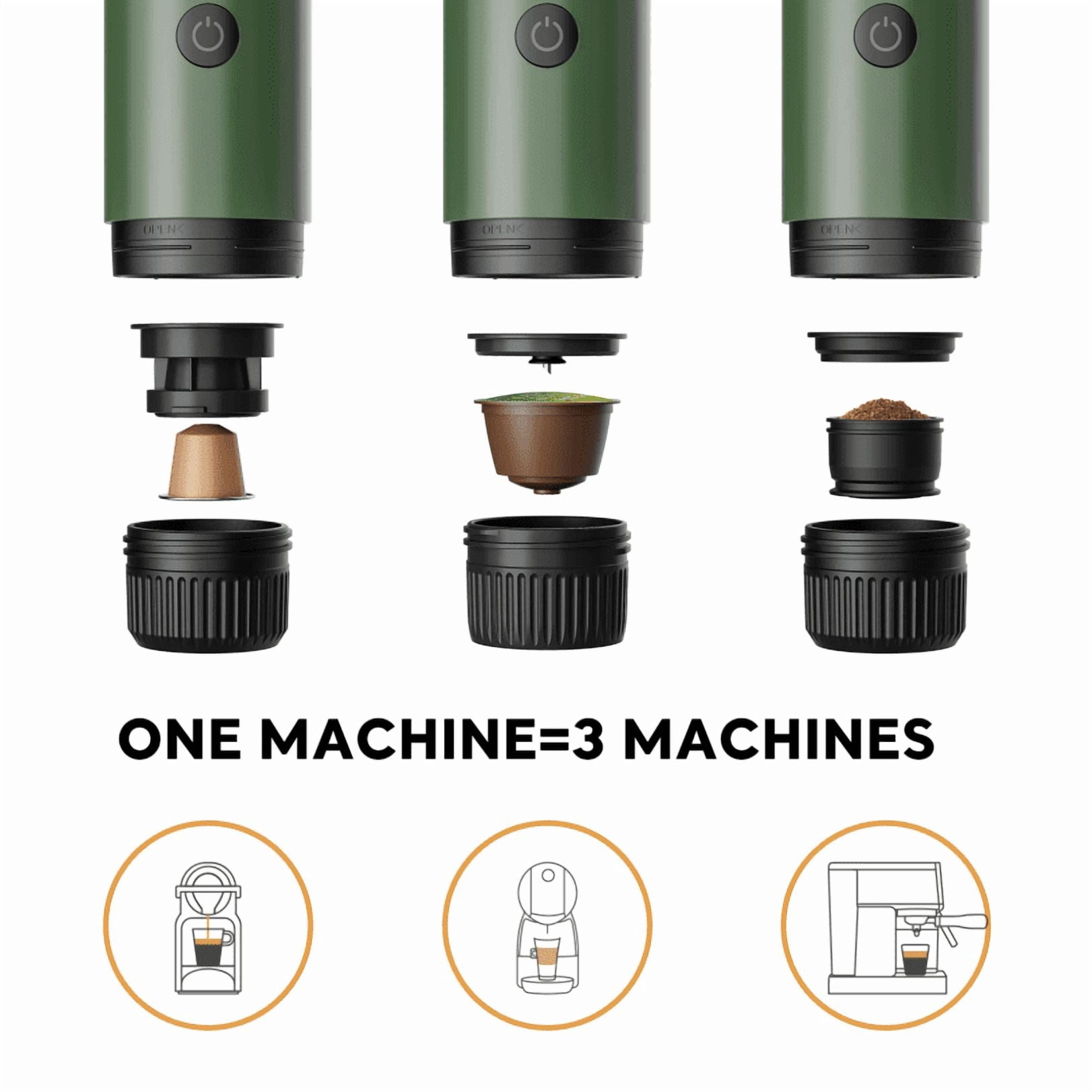 3-in-1 Portable Espresso Machine, Travel Coffee Maker with Self-Heating USB-C, 19Bar Mini Espresso for Camping Hiking Office