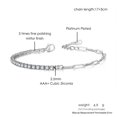 thumbnail image 5 of PYNZY Stackable Paperclip Link Chain Tennis Bracelet for Women 2.5mm Cubic Zirconia Bracelet Plated 18K Gold Jewelry Plated White Gold, 5 of 7