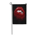 thumbnail image 1 of JSDART Abstract Red Sparkles Open Mouth with Color Paint Flow Glossy Lips Biting Garden Flag Decorative Flag House Banner 12x18 inch, 1 of 1