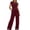 Wine, variant on Vivianyo HD Women's 2-Piece Casual Outfit, Short Sleeve Ruched Crop Top and Wide Leg Pants Loungewear Set, Women's Green, Sizes S-2XL