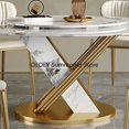 thumbnail image 4 of Stainless Steel Round Table With 360&deg;Rotating Smooth Turntable Designer Rock Slab Kitchen Table Chair Esstisch Dining Furniture My Lux Decor Round, 4 of 11