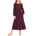 thumbnail image 2 of UQJfacai Girls Ruffle Maxi Dress Striped Long Sleeve Crewneck Casual Flowy Tiered Dress with Pockets Party Holiday Outfits 4-15 Years, 2 of 6