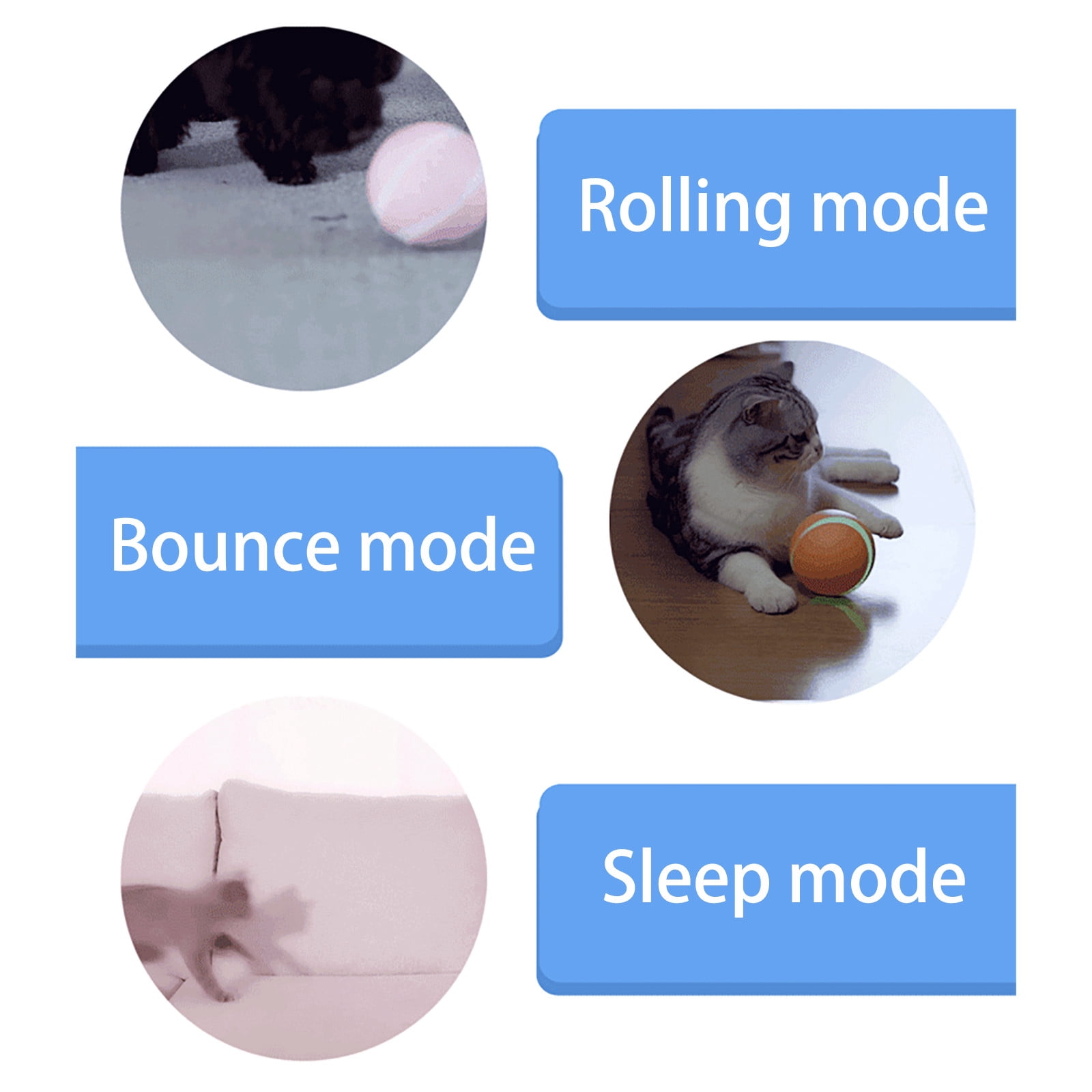 Smart Interactive Cat Toy 360 Degree Self Rotating Ball Cat Toy Cute for Cat Dog
